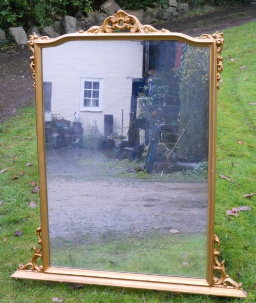 Carved Gilt Frame Tall Overmantel Mirror