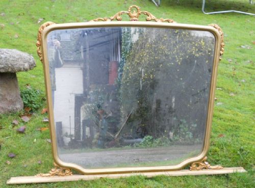 LARGE GILT FRAMED OVERMANTEL MIRROR