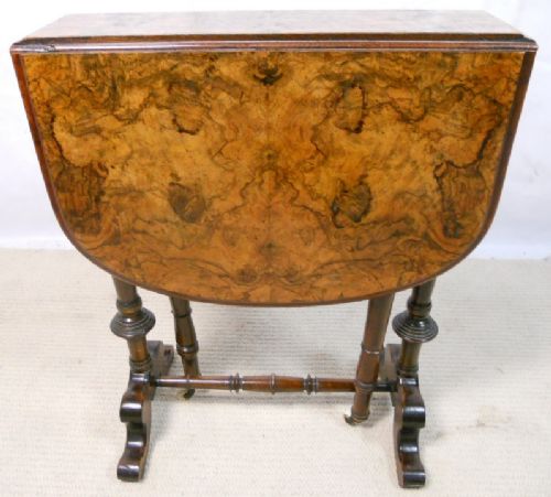 Victorian Burr Walnut Dropleaf Sutherland Table