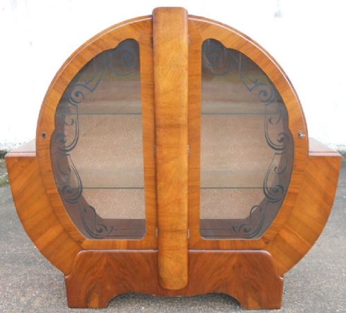 Deco Walnut China Display Cabinet