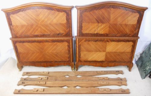 Pair Italian Walnut Single Beds
