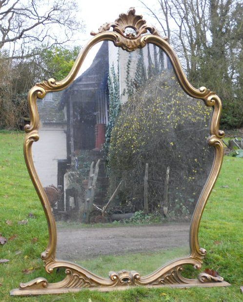 Large Gilt Framed Shaped Overmantel Mirror