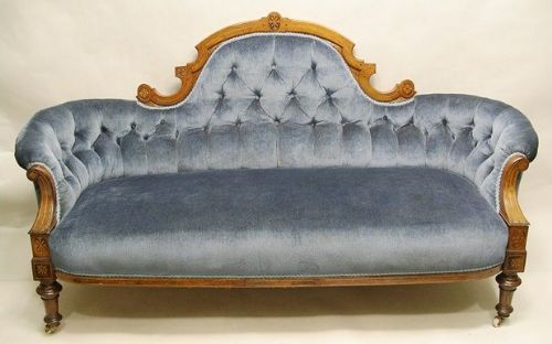 Victorian Inlaid Walnut Upholstered Settee