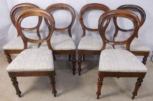 Set of Six Victorian Mahogany Balloon Back Dining Chairs
