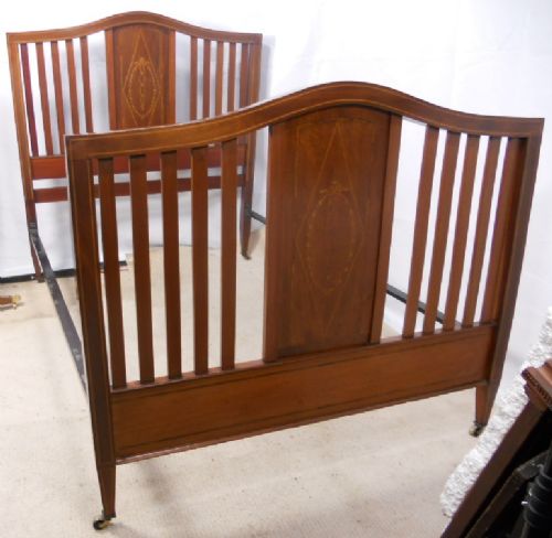 fig 1. Edwardian Inlaid Mahogany Double Bed