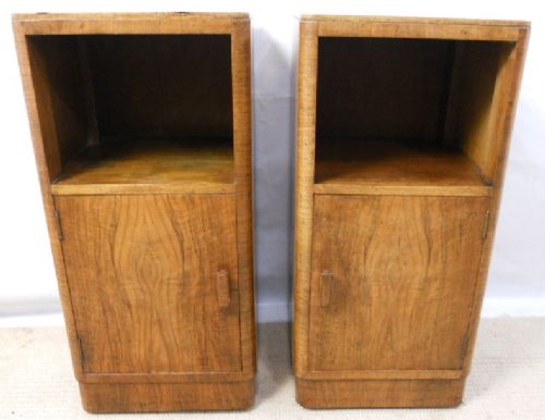 Pair Deco Walnut Bedside Cabinets