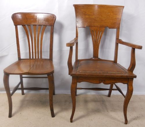 fig 1. Two Edwardian Oak Office Desk Chairs