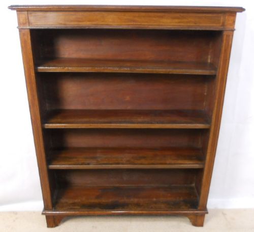 Edwardian Inlaid Mahogany Open Standing Bookcase
