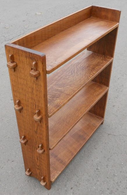 Arts & Craft Oak Peg Sided Open Bookshelves