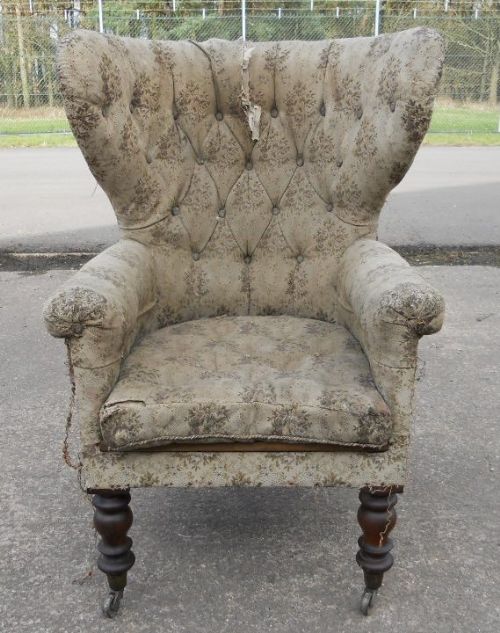 Early Victorian Wingback Fireside Armchair