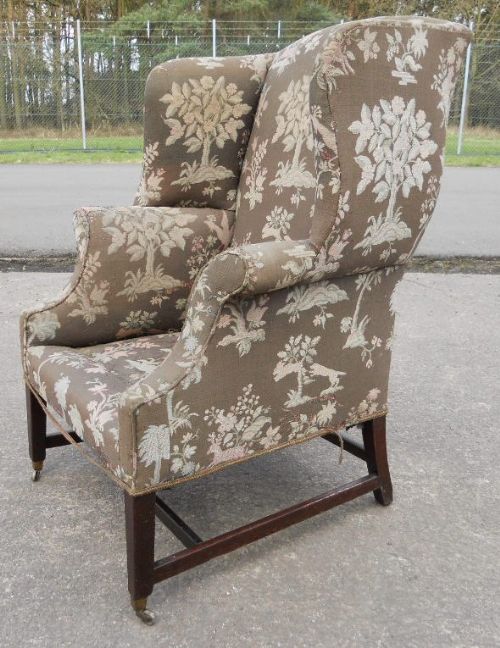 Georgian Wingback Fireside Armchair for Re-upholstery