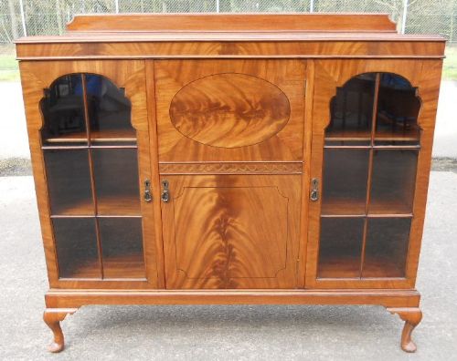 Three Door Mahogany Bookcase Cabinet
