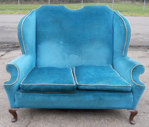 Two Seater Wingback Upholstered Fireside Settee