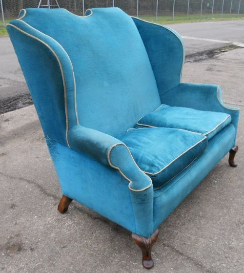 fig 1. Two Seater Wingback Upholstered Fireside Settee