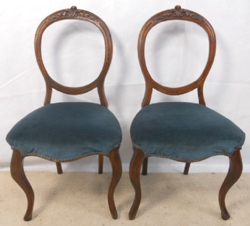 Pair Victorian Walnut Dining Chairs