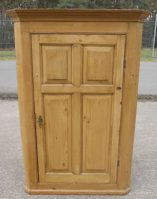 Victorian Stripped Pine Hanging Corner Cupboard