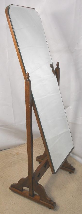 Oak Framed Cheval Glass Dressing Mirror