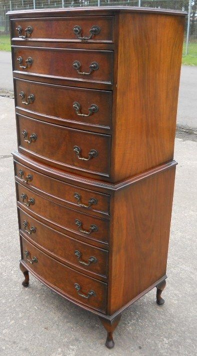 fig 1. Walnut Bowfronted Chest on Chest