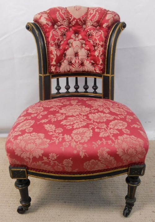 Victorian Ebonized Upholstered Nursing Chair