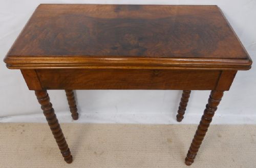 Victorian Walnut Foldover Card Table