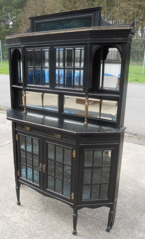 Aesthetic Movement Ebonized Chiffonier Display Cabinet