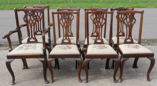 Set of Eight Chippendale Style Mahogany Dining Chairs