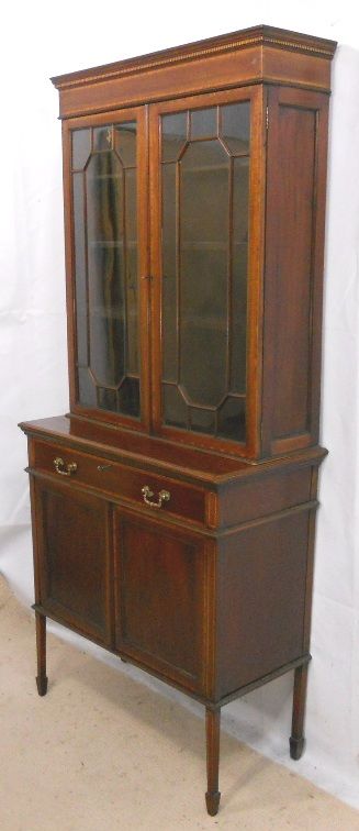 fig 1. Edwardian Inlaid Mahogany Bookcase Cabinet