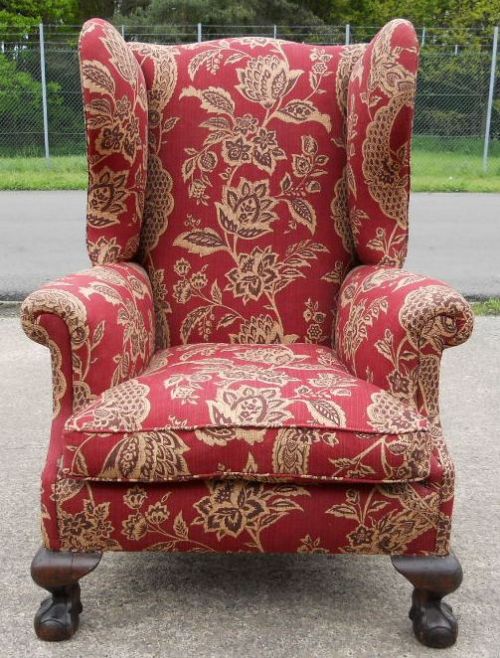 Georgian Style Upholstered Wingback Fireside Armchair