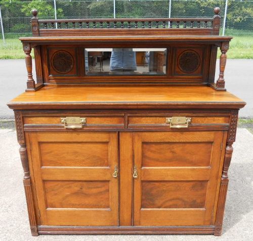 Art Nouveau Walnut Mirrorback Chiffonier Sideboard