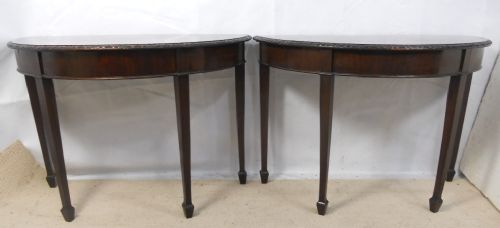 fig 1. Pair Mahogany D-end Console Tables forming Oval Dining Table