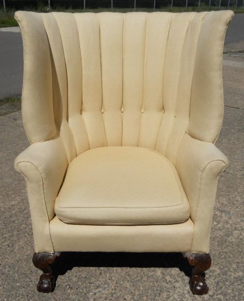 Georgian Style Upholstered Wing Armchair