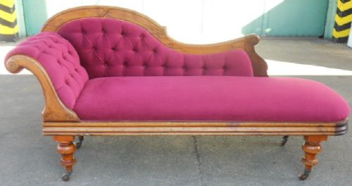Victorian Mahogany Framed Upholstered Chaise Longue