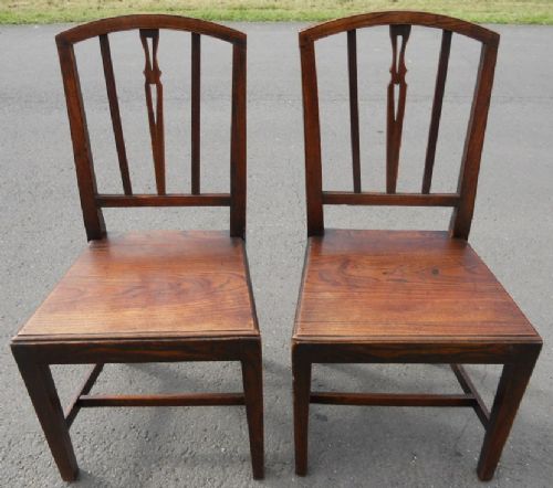 Pair Georgian Elm Dining Chairs