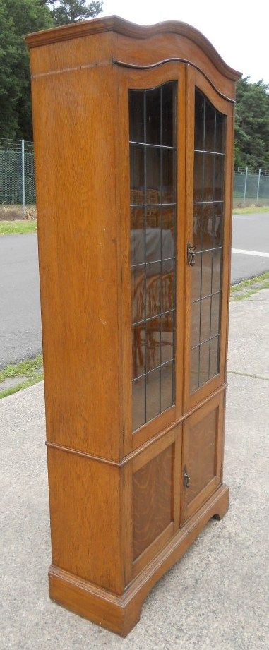 fig 1. Edwardian Oak Standing Bookcase Cabinet