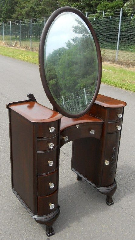fig 1. Mahogany Kneehole Dressing Table & Matching Swivel Chair