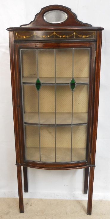 Edwardian Inlaid Mahogany Bowfront China Display Cabinet