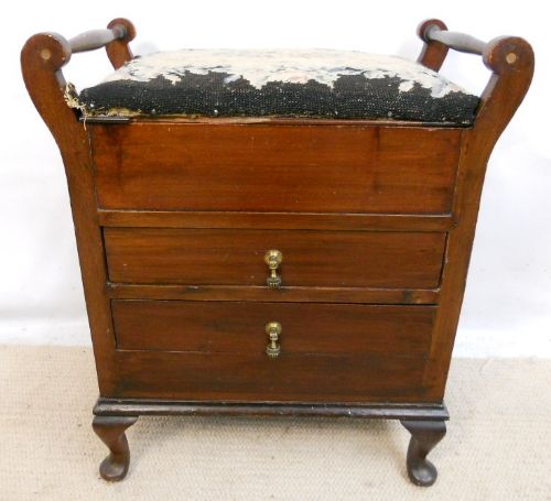 Edwardian Mahogany Cabinet Piano Stool