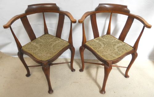 Pair of Edwardian Mahogany Corner Chairs