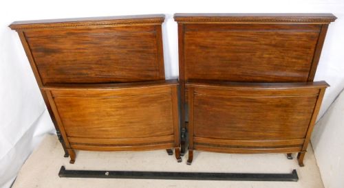 fig 1. Pair Edwardian Mahogany Single Beds