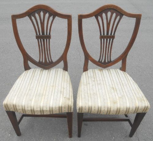Pair Georgian Mahogany Shield Back Dining Chairs