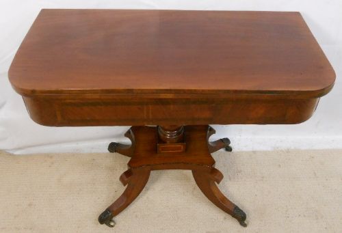 Georgian Mahogany Pedestal Foldover Tea Table