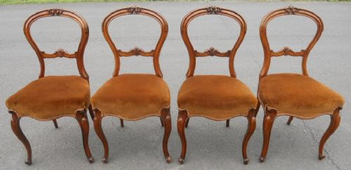 Set of Four Victorian Walnut Dining Chairs