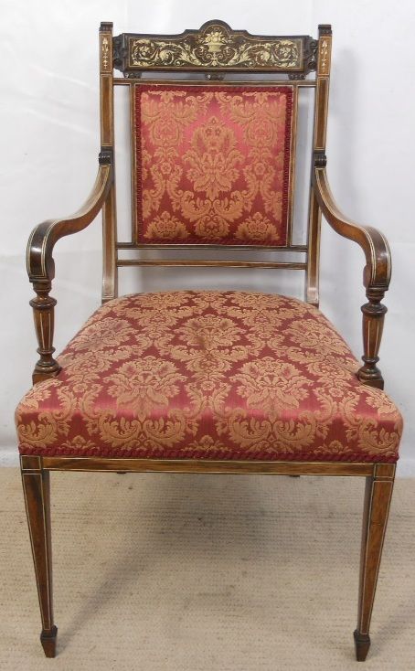 Edwardian Inlaid Rosewood Salon Armchair