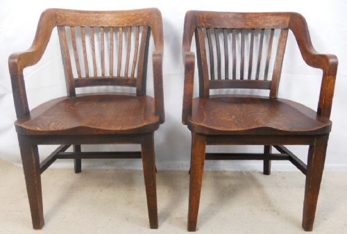 Pair Oak Library Armchairs
