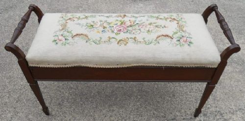 Edwardian Inlaid Mahogany Duet Piano Stool