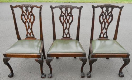 Set of Three Mahogany Chippendale Style Highback Dining Chairs