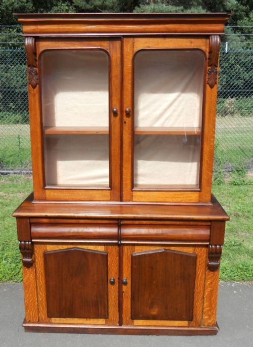 VICTORIAN OAK BOOKCASE CABINET - ADDITIONAL PHOTO 1