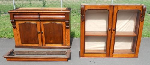 VICTORIAN OAK BOOKCASE CABINET - ADDITIONAL PHOTO 11