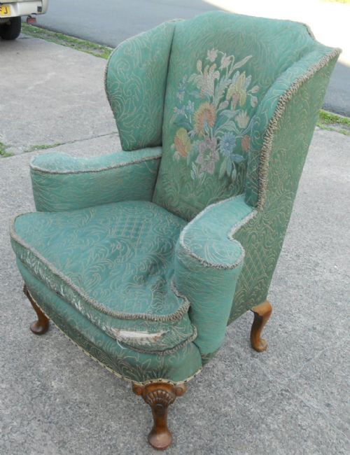 WINGBACK UPHOLSTERED FIRESIDE ARMCHAIR - ADDITIONAL PHOTO 2