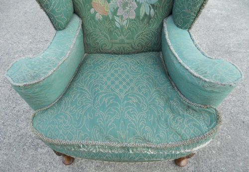 WINGBACK UPHOLSTERED FIRESIDE ARMCHAIR - ADDITIONAL PHOTO 4